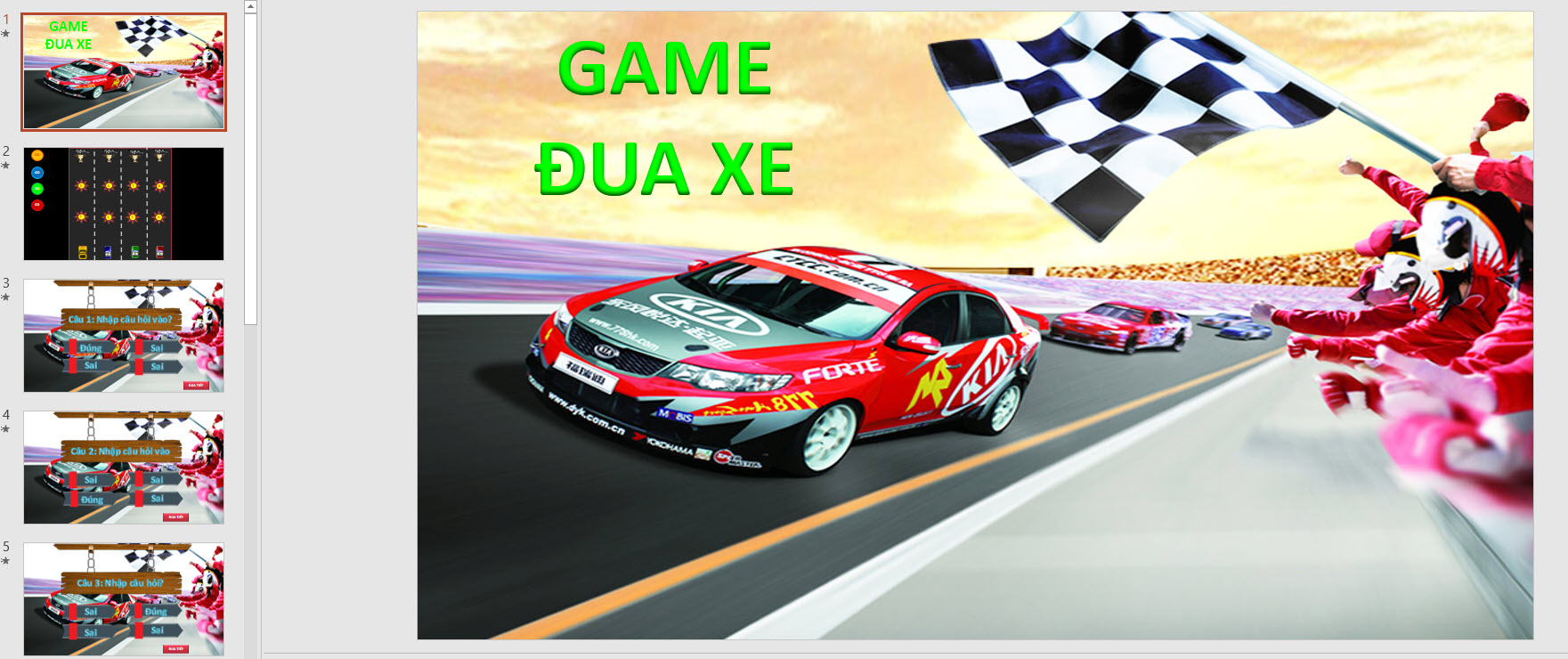 Game PowerPoint đua xe