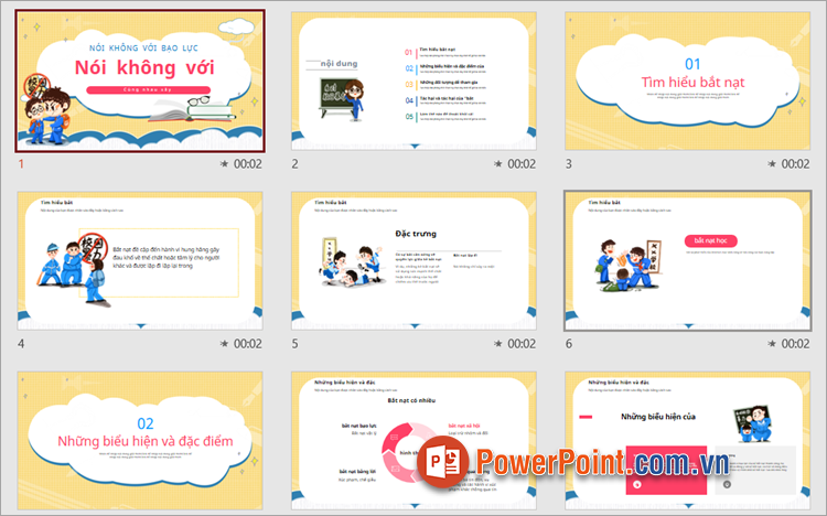 Mẫu PowerPoint chống bạo lực học đường