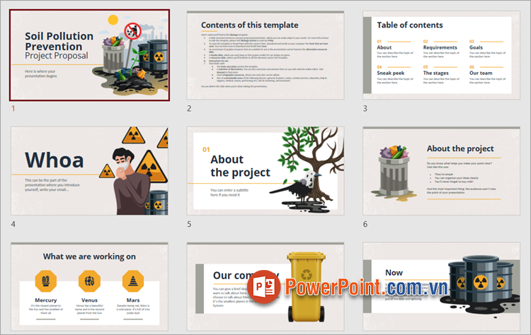 Mẫu PowerPoint về ô nhiễm môi trường - phòng chống ô nhiễm đất