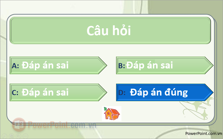 Cách tạo hiệu ứng câu trả lời đúng trong PowerPoint