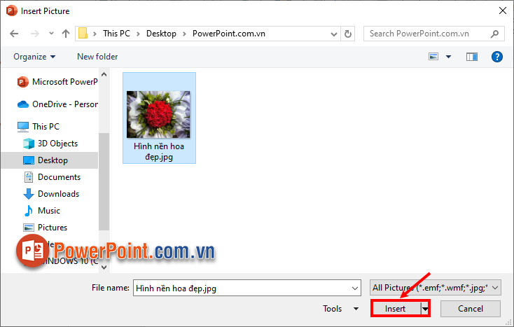 Chọn đến hình ảnh cần cắt và chọn Open