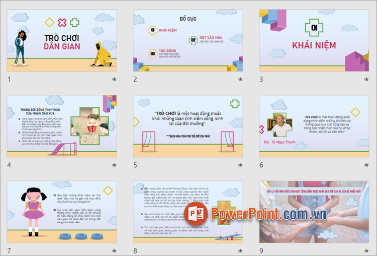 Mẫu Powerpoint về văn hóa Việt Nam - chủ đề trò chơi dân gian