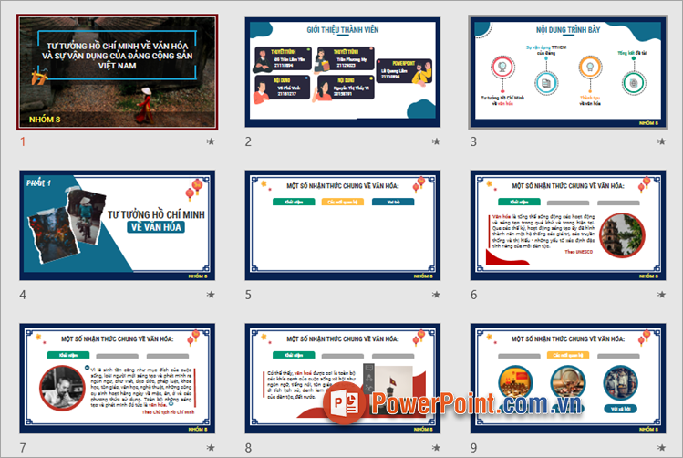 Mẫu PowerPoint về văn hóa Việt Nam - tư tưởng Hồ Chí Minh về văn hóa