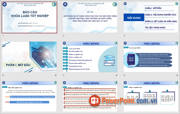Bài thuyết trình bằng PowerPoint mẫu báo cáo khóa luận tốt nghiệp đẹp