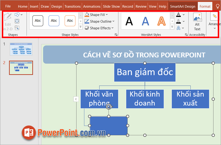 Chọn hình đó và thực hiện chỉnh sửa trong thẻ Format