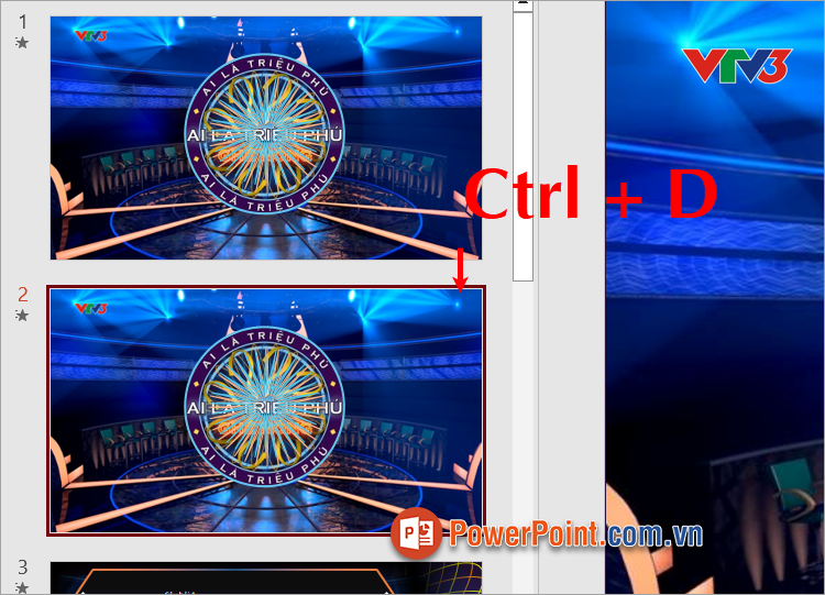 Chọn slide bạn muốn copy và chọn tổ hợp Ctrl + D