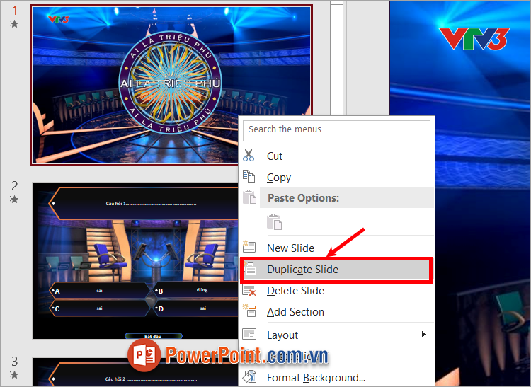 Sử dụng tính năng Duplicate Slide