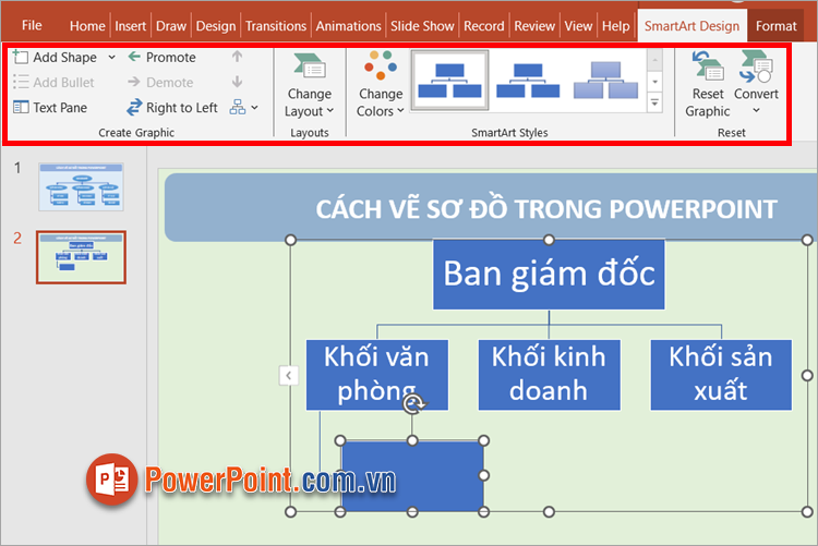 Tùy chỉnh sơ đồ trong thẻ SmartArt Design