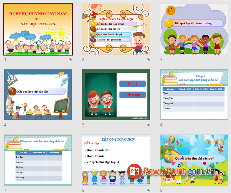 Mẫu PowerPoint họp phụ huynh cuối năm tiểu học Mẫu PowerPoint họp phụ huynh cuối năm tiểu học