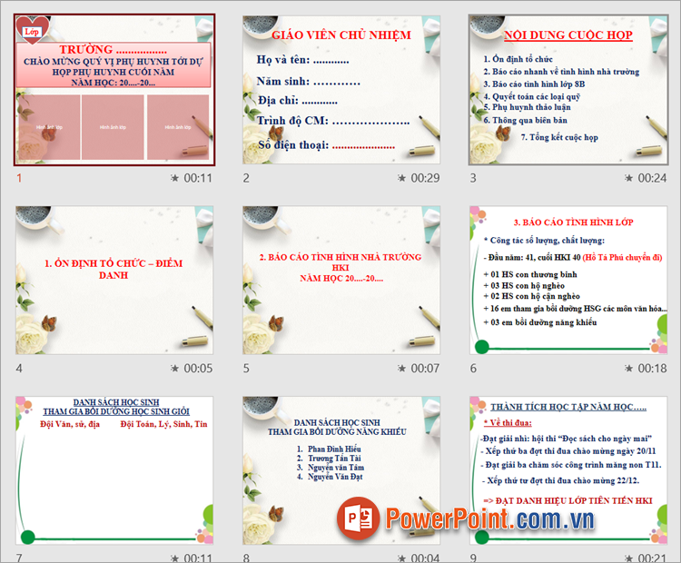 Mẫu PowerPoint họp phụ huynh cuối năm Mẫu PowerPoint họp phụ huynh cuối năm