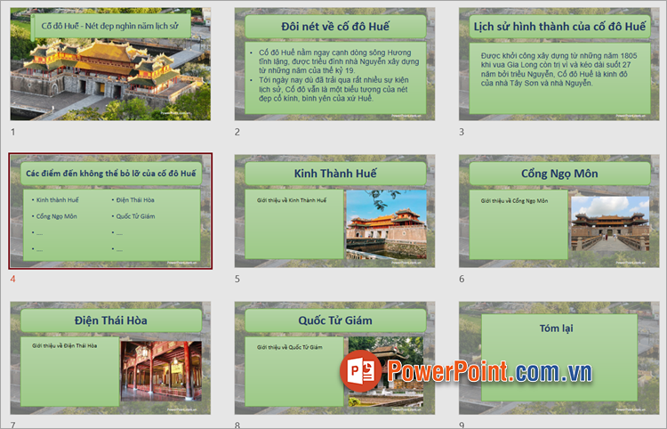 Mẫu PowerPoint về danh lam thắng cảnh cố đô Huế