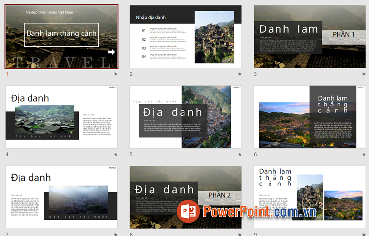 Mẫu PowerPoint về danh lam thắng cảnh đẹp