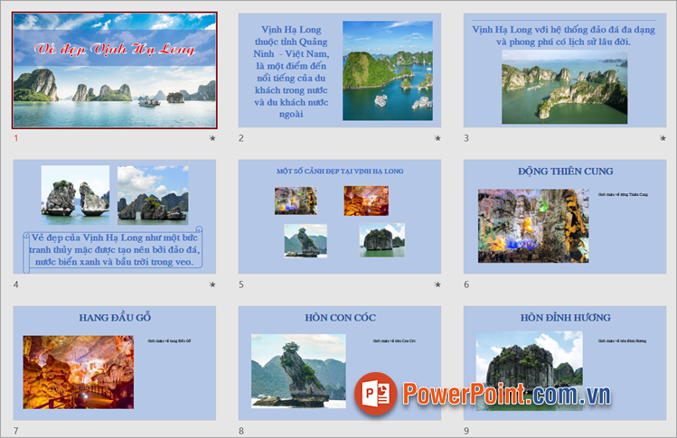 Mẫu PowerPoint về danh lam thắng cảnh vịnh Hạ Long