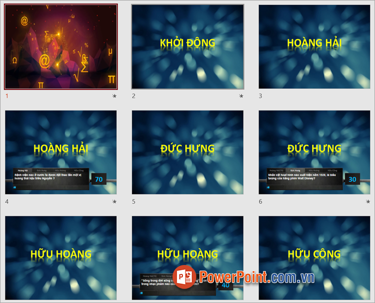 Trò chơi đường lên đỉnh Olympia bằng PowerPoint có nội dung