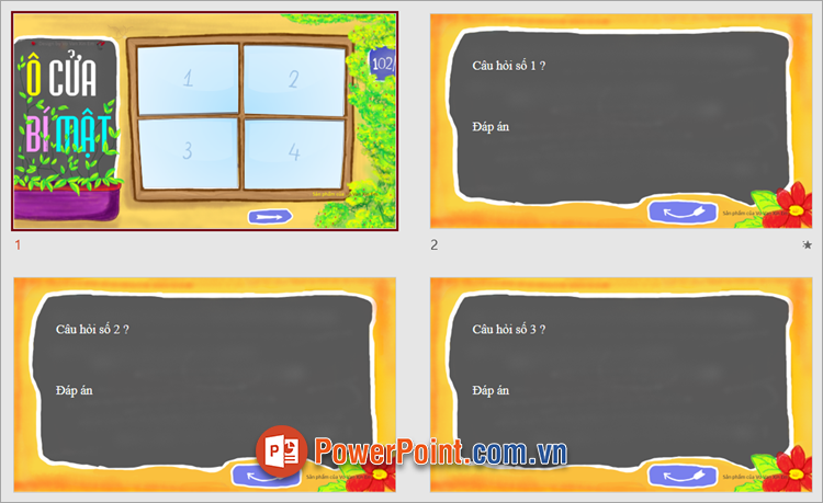 Trò chơi lật mảnh ghép trong PowerPoint 4 mảnh ghép