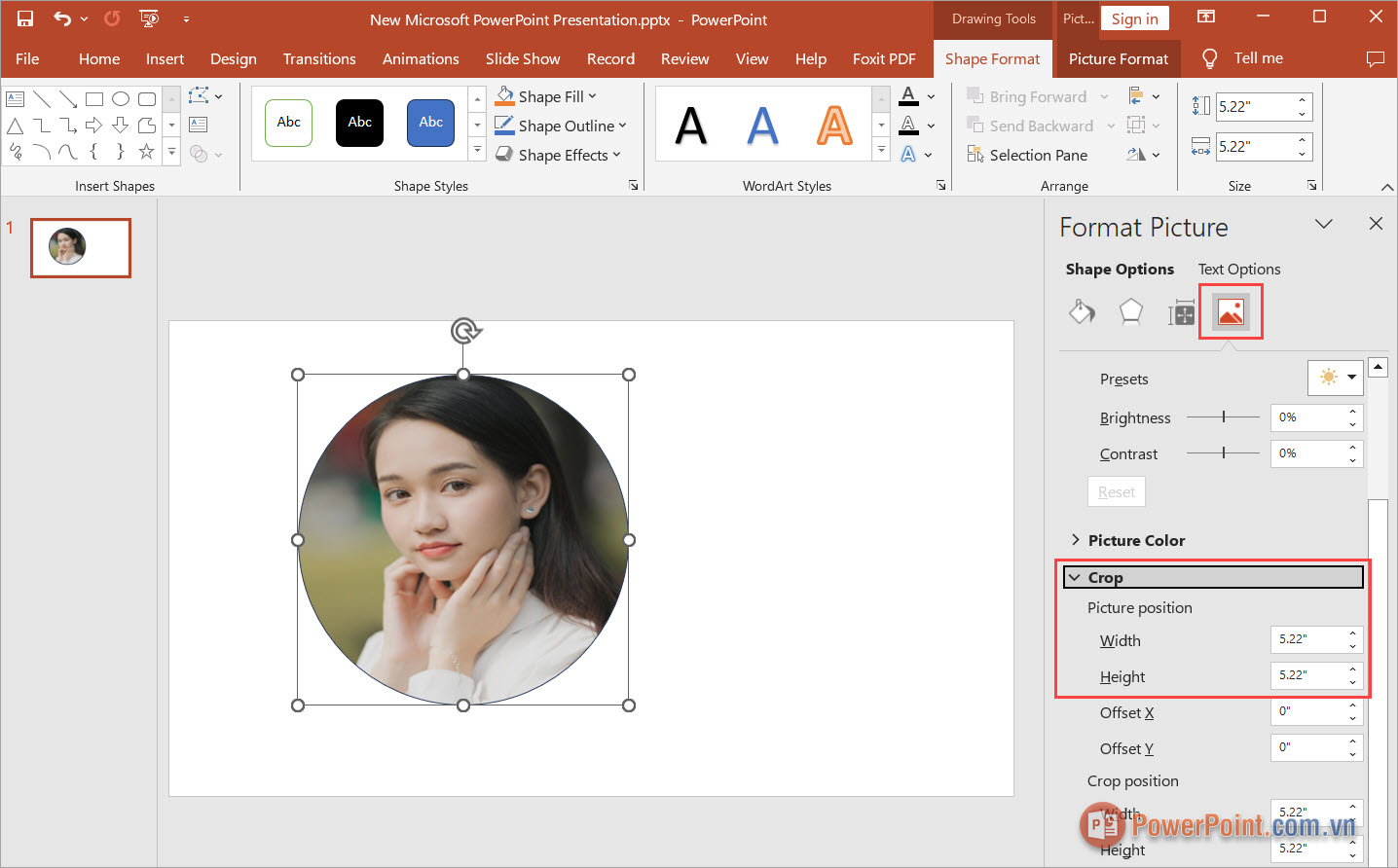 Chuyển sang thẻ Picture trong Format Picture để thiết lập các nội dung Chuyển sang thẻ Picture trong Format Picture để thiết lập các nội dung
