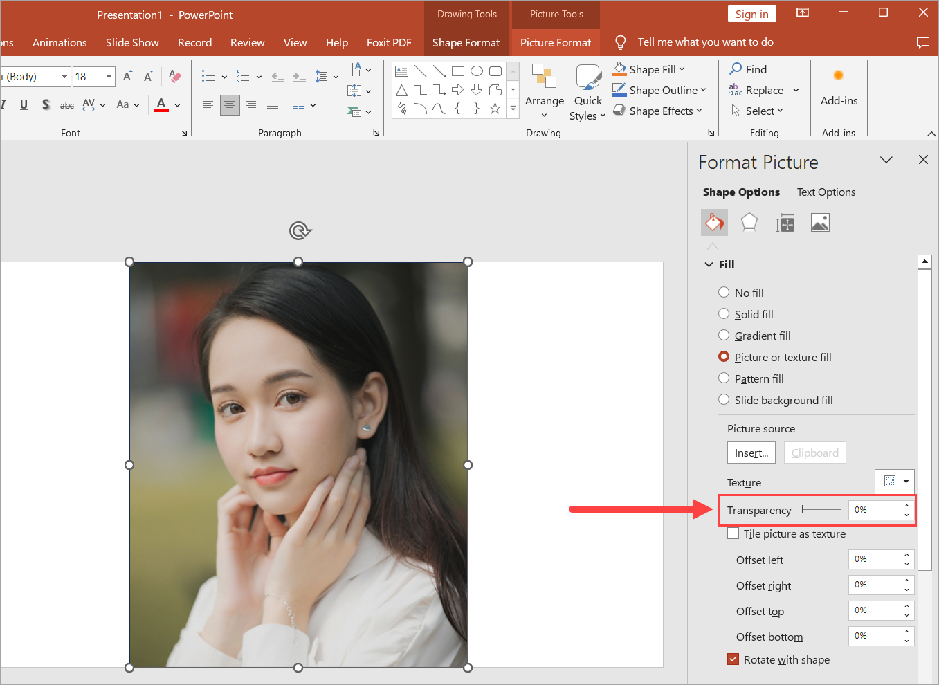 Điều khiển thanh Transparency
