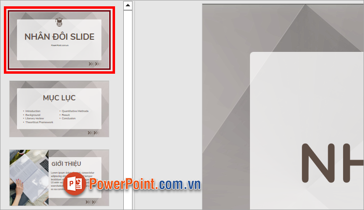 Cách nhân đôi slide trong PowerPoint bằng cách kéo và thả chuột
