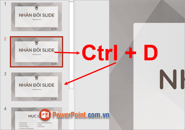 Cách nhân đôi slide trong PowerPoint sử dụng phím tắt