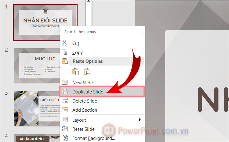 Cách nhân đôi slide trong PowerPoint Cách nhân đôi slide trong PowerPoint