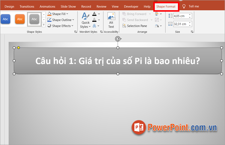 Chỉnh sửa màu sắc kiểu dáng trong thẻ Shape Format