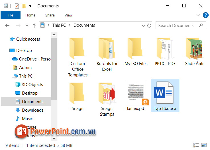 Mở thư mục chứa file cần chèn trên máy tính của bạn Mở thư mục chứa file cần chèn trên máy tính của bạn