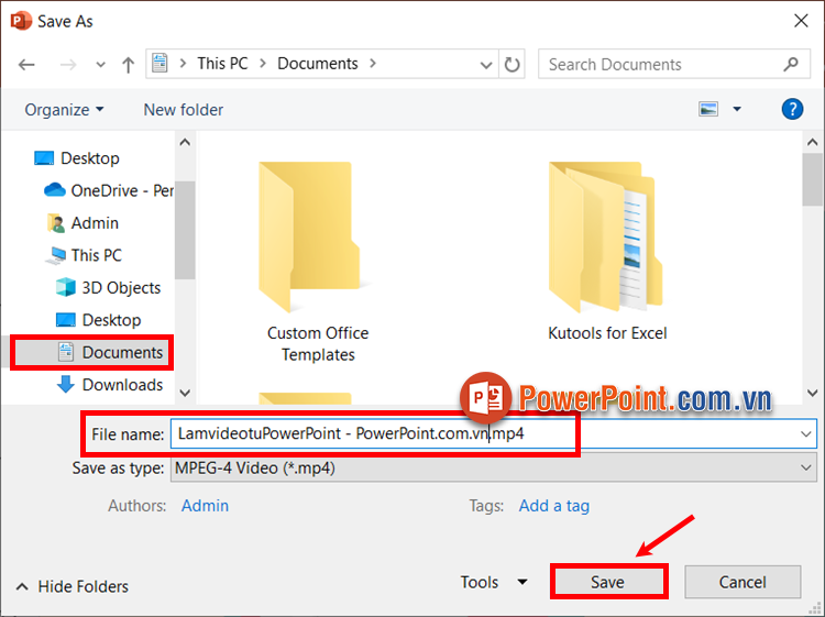 Đặt tên cho video trong File name và chọn Save