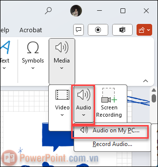 Hãy tiếp tục chọn Audio  Audio on my PC
