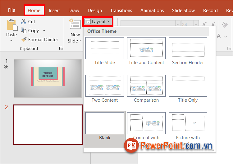 Lựa chọn bố cục phù hợp