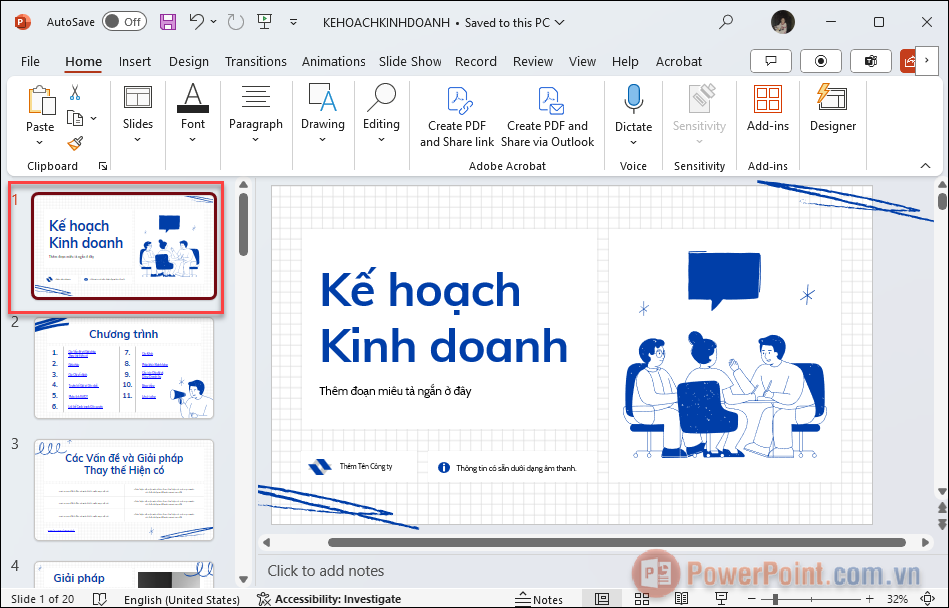 Mở bài thuyết trình PowerPoint của bạn
