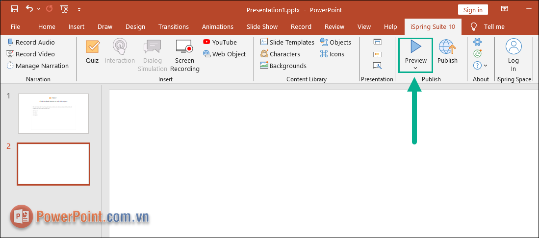 Sau khi Save thành công, bạn sẽ trở về với giao diện chính của PowerPoint