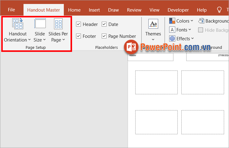 Tại chế độ này, trong phần Page Setup, bạn tùy chỉnh