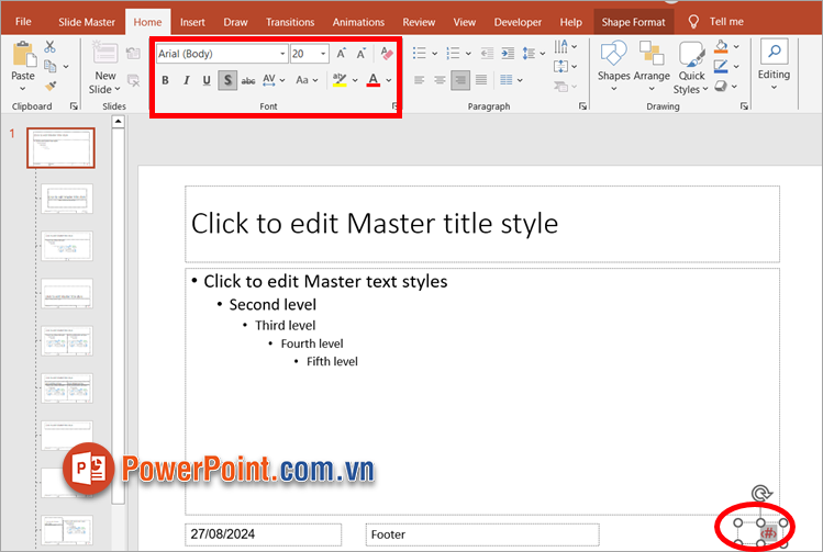 Thực hiện tùy chỉnh cỡ chữ màu chữ kiểu chữ trong phần Font của thẻ Home Thực hiện tùy chỉnh cỡ chữ màu chữ kiểu chữ trong phần Font của thẻ Home