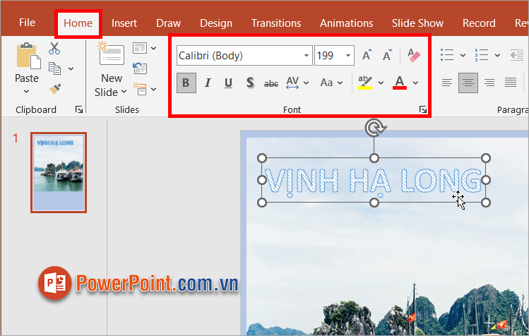 Tùy chỉnh màu chữ, kiểu chữ, cỡ chữ trong thẻ Home