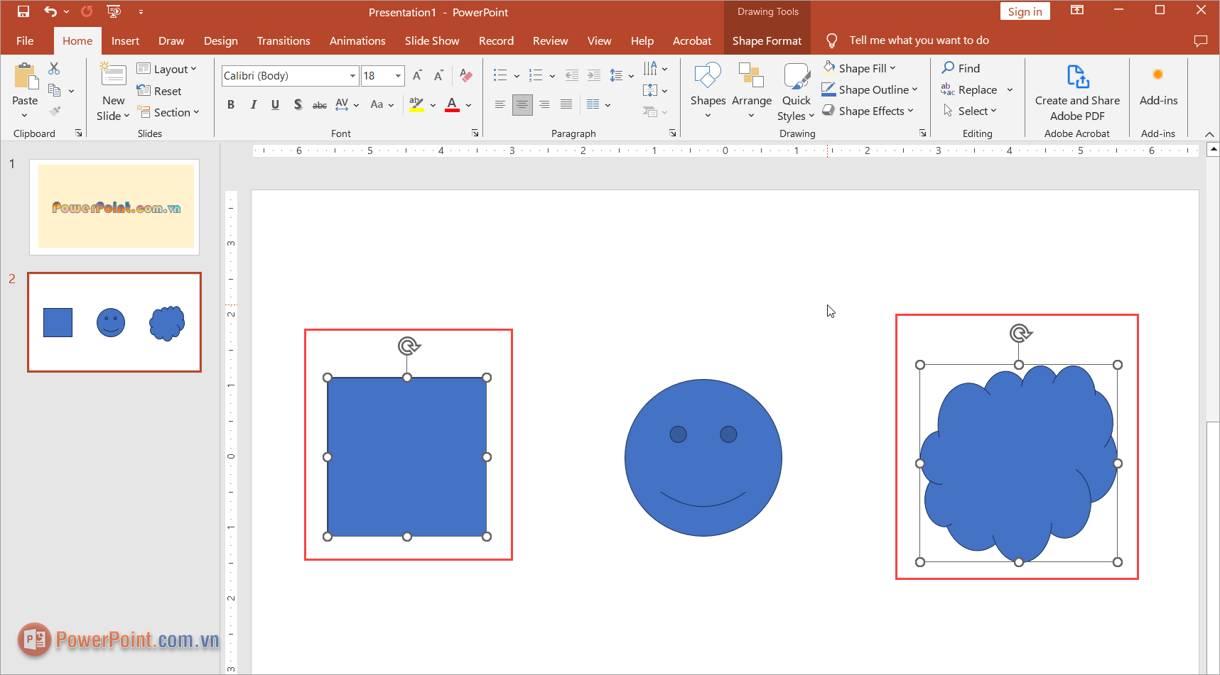 Cách chọn nhiều đối tượng trong PowerPoint bằng Shift và Ctrl