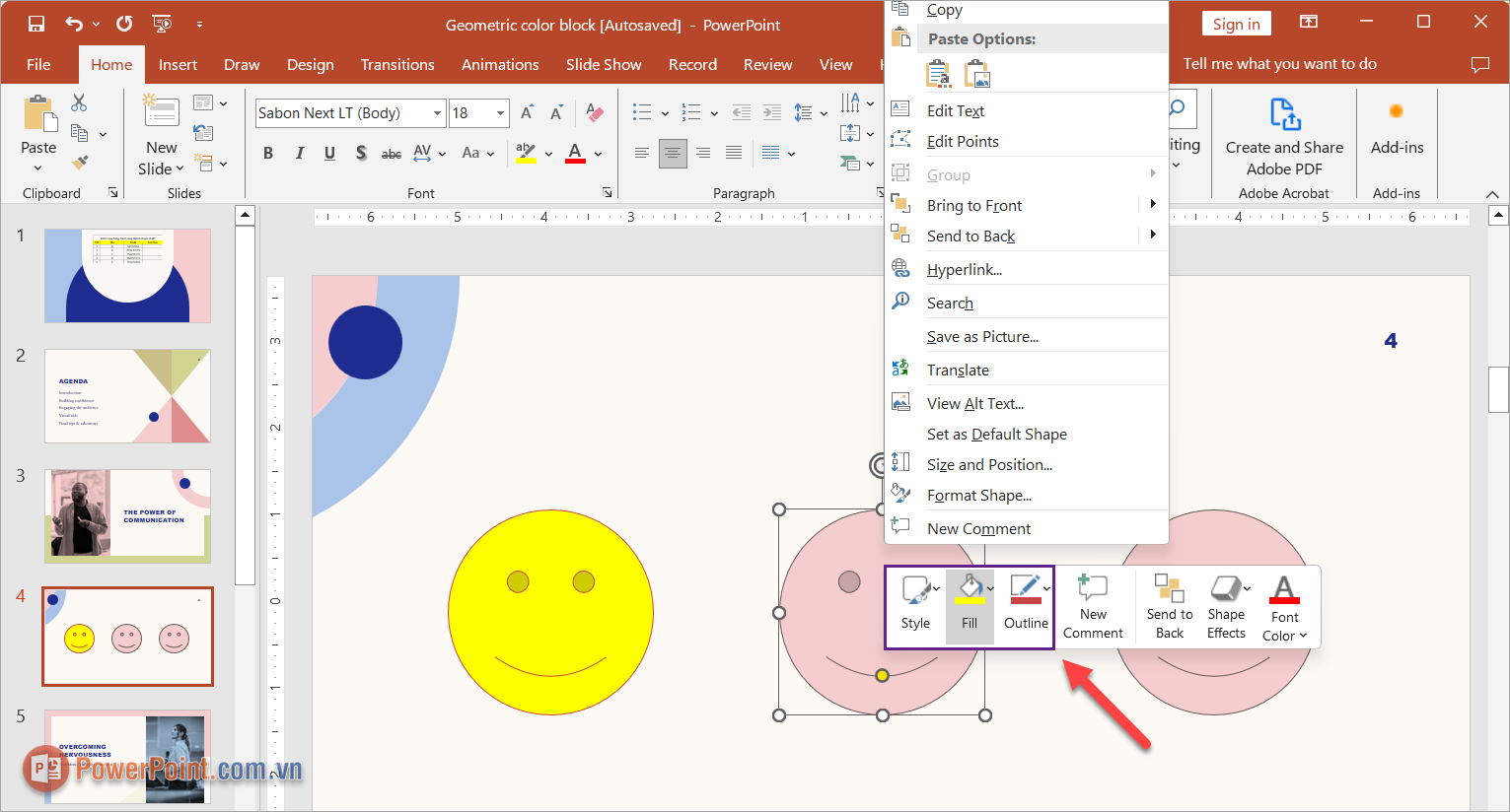 Cách tô màu đối tượng trong PowerPoint nhanh