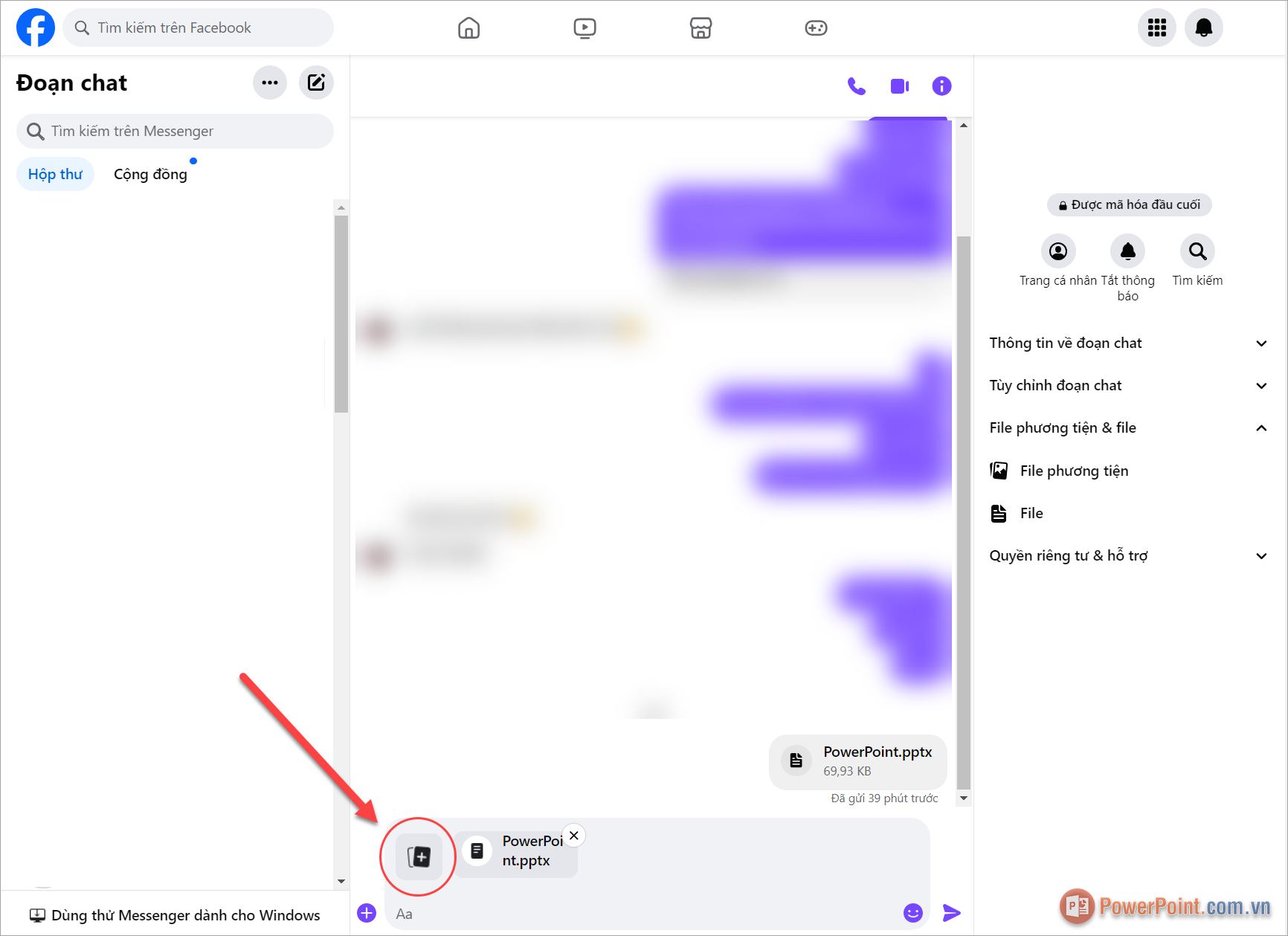 Chọn biểu tượng dấu Cộng và tiến hành thêm file PowerPoint