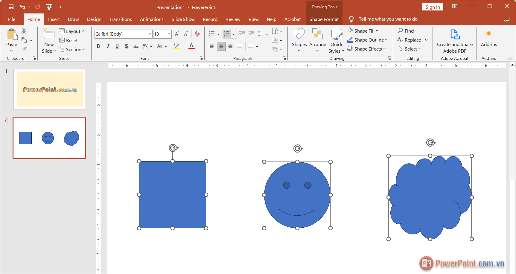 Chọn nhiều đối tượng bằng vùng chọn trong PowerPoint