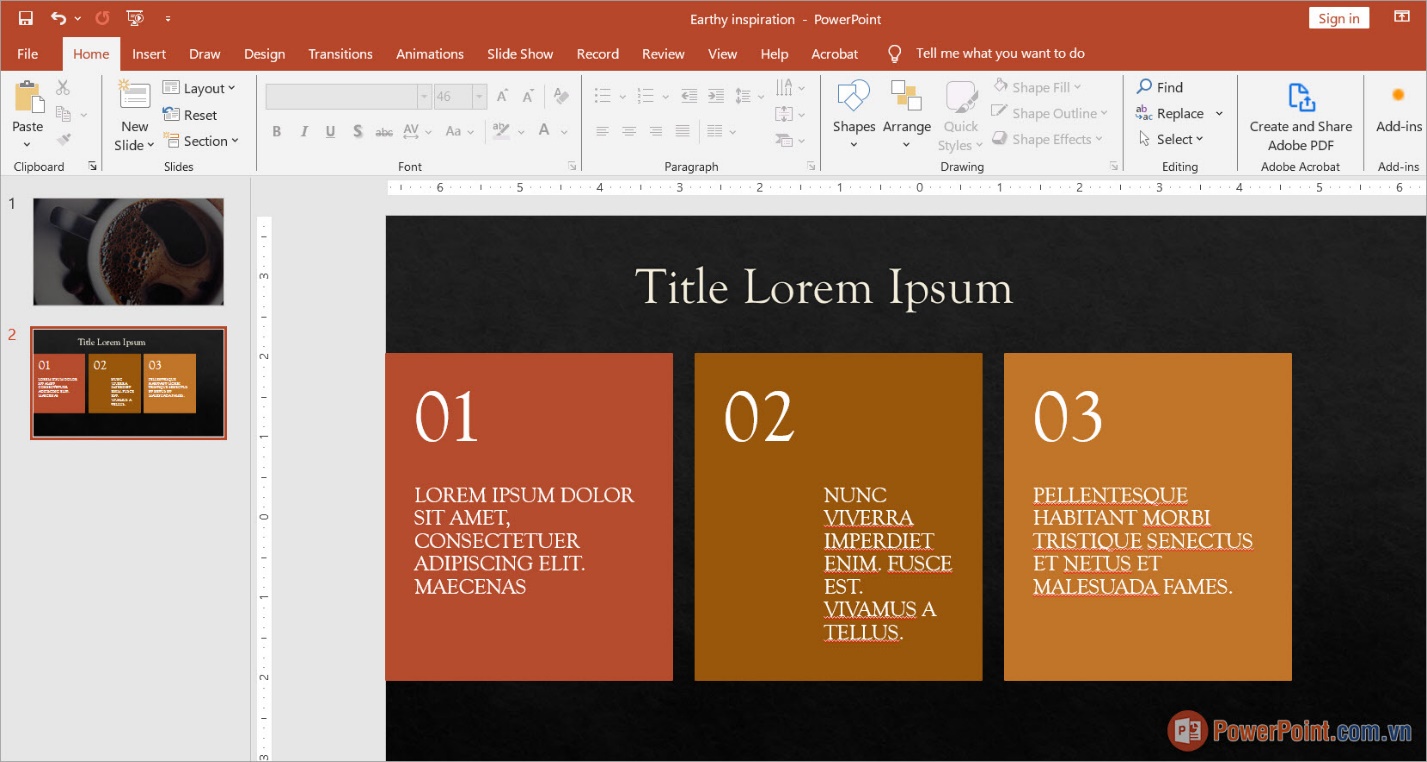 Đối tượng được chọn trong Slides sẽ được căn chỉnh theo