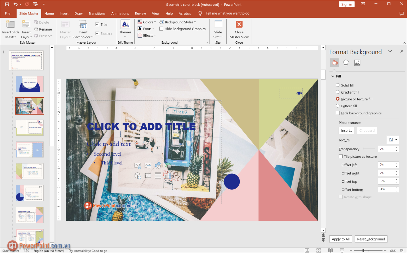 Hoàn tất việc thay đổi nền 1 Slide trong PowerPoint