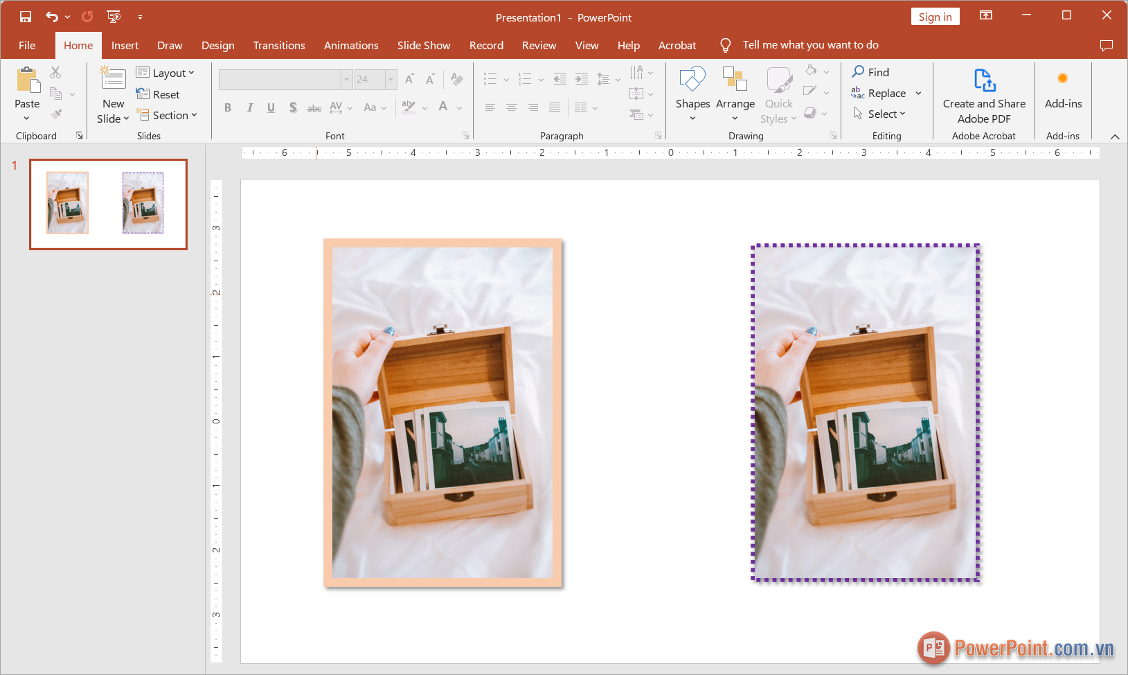Hoàn tất việc thiết kế khung ảnh trong PowerPoint