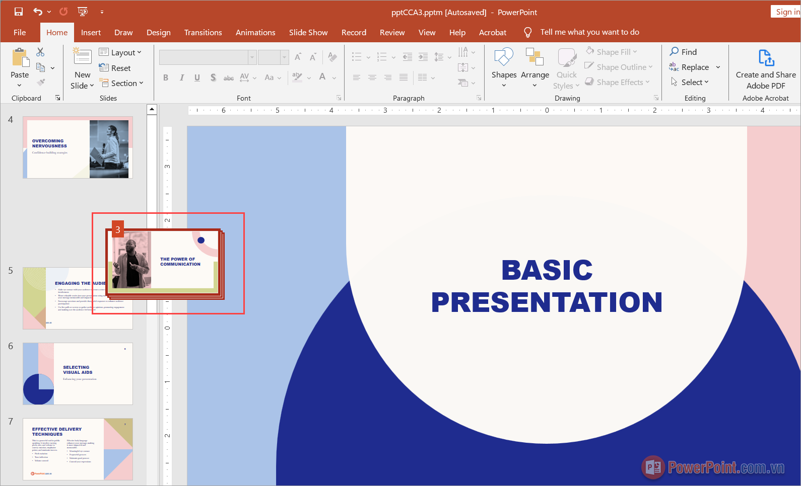 Nhấn giữ chuột trái vào các Slide mới được nhân đôi trong PowerPoint