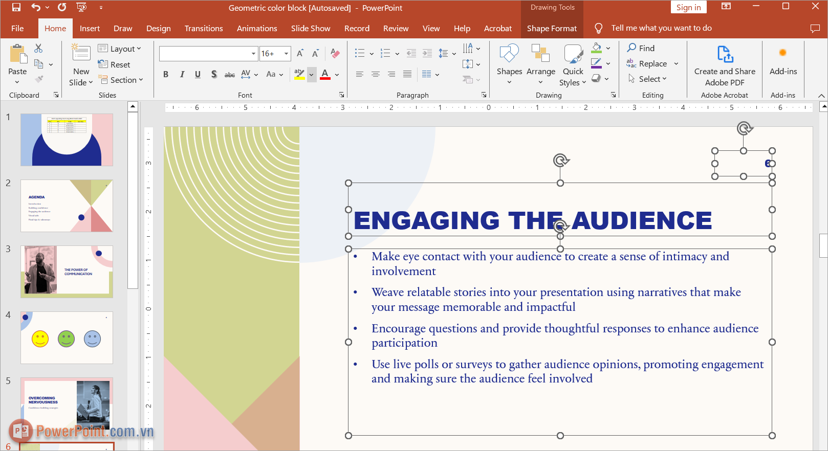 Nhấn tổ hợp phím Ctrl + A để chọn toàn bộ các Text Box có trong Slide