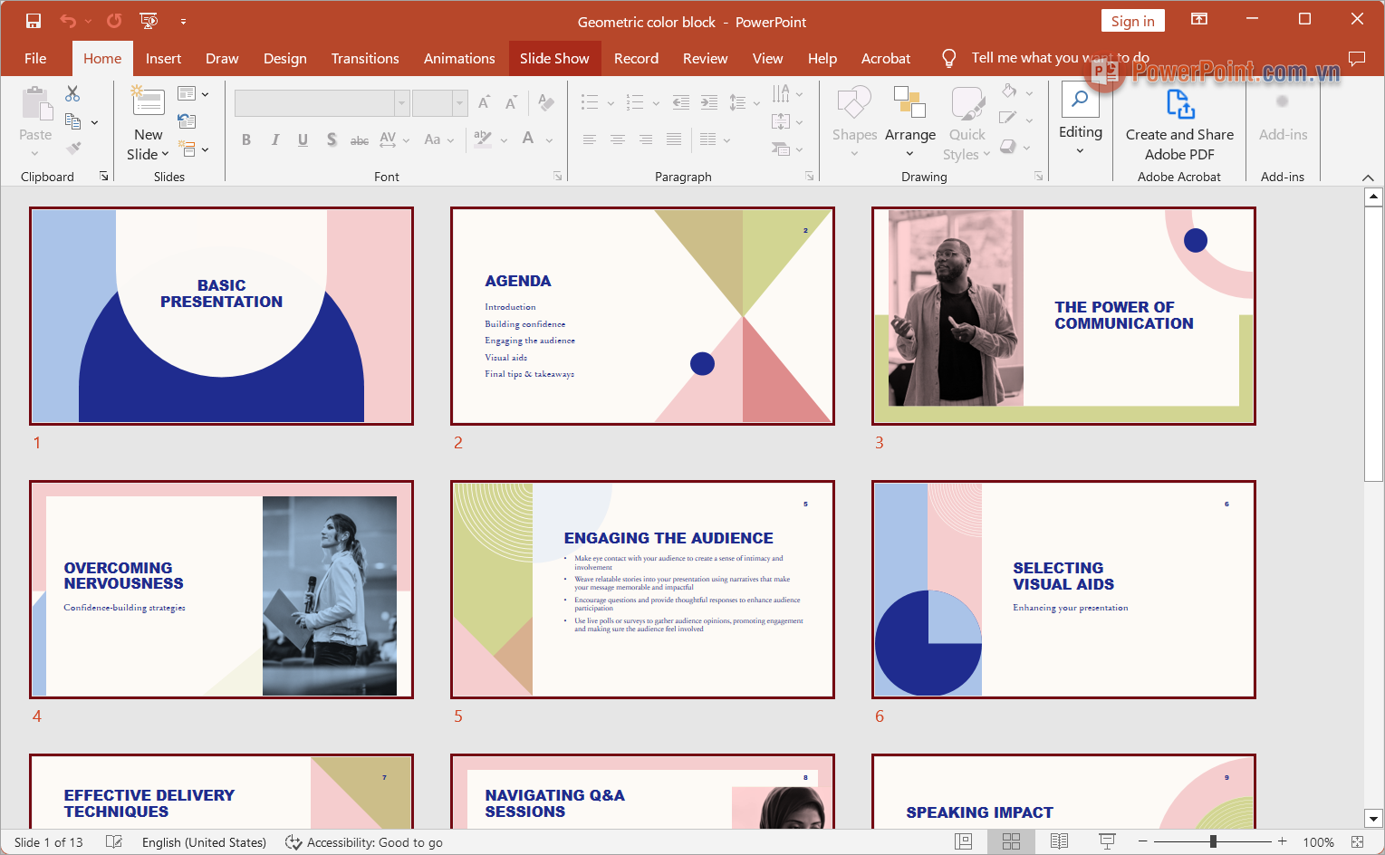 Sử dụng tổ hợp phím Ctrl + A để chọn tất cả các Slide có trong PowerPoint