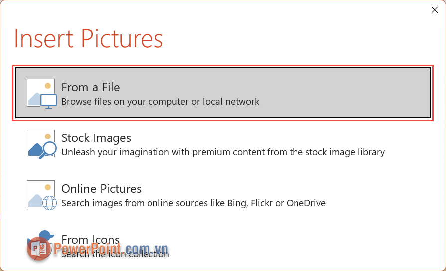 Thêm hình ảnh làm nền Slide trong PowerPoint chọn chế độ sau