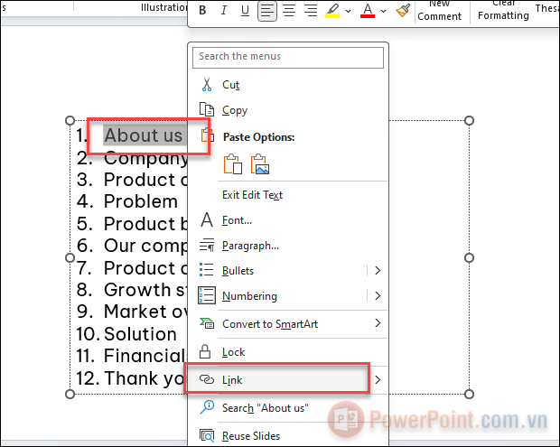 Bôi đen mục mình cần, sau đó click chuột phải - Link