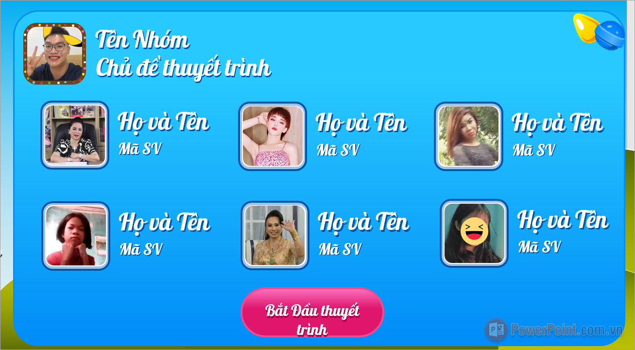 Mẫu Slide giới thiệu thành viên đẹp trên PowerPoint