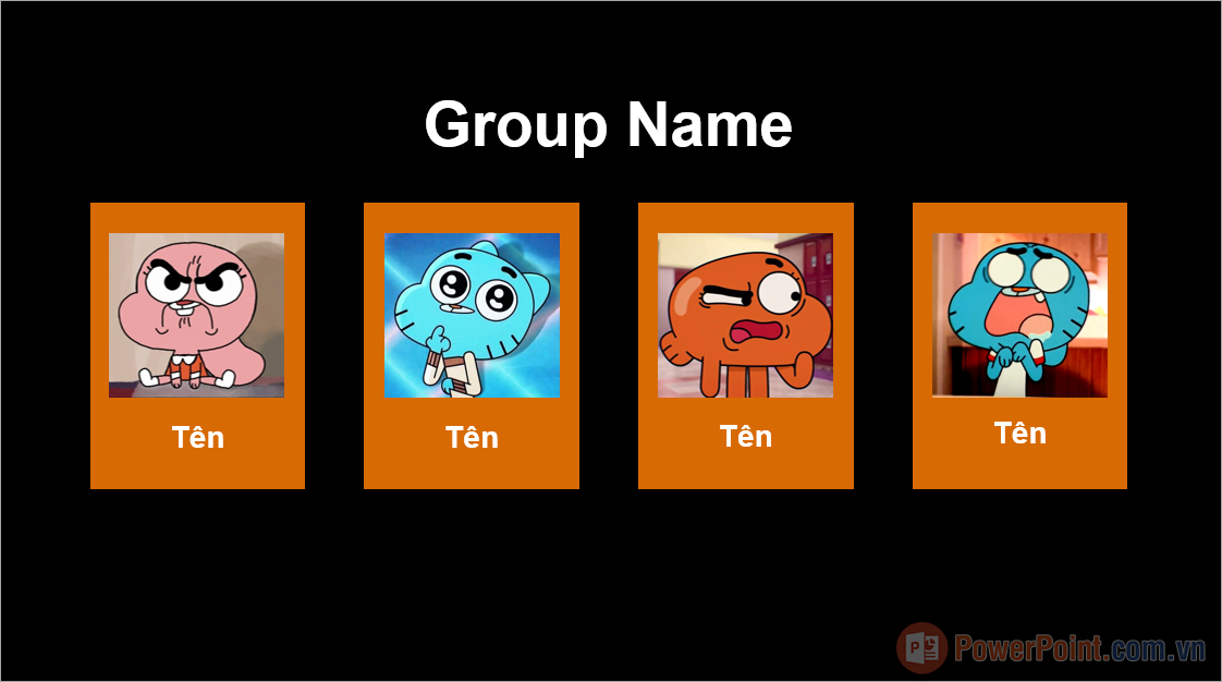 Mẫu Slide giới thiệu thành viên ngộ nghĩnh trên PowerPoint