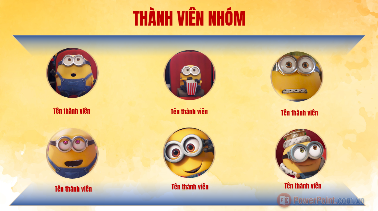Mẫu Slide giới thiệu thành viên nhóm hài hước trên PowerPoint