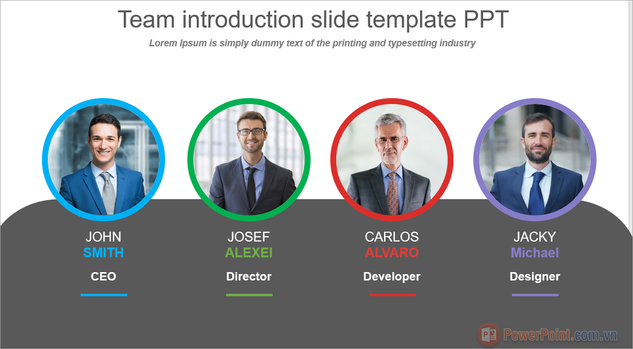 Mẫu Slide giới thiệu thành viên trong bài tập nhóm PowerPoint